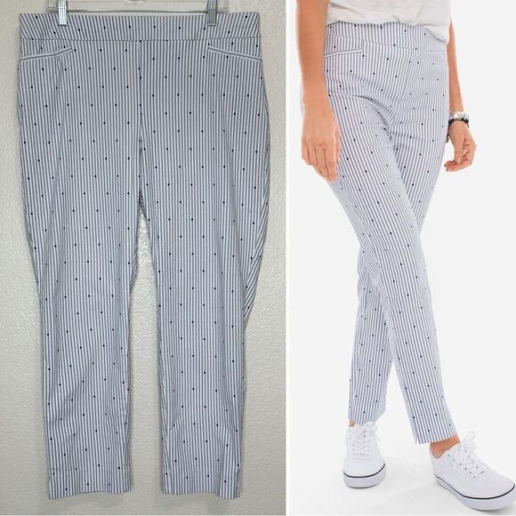 Chico's So Slimming Brigitte Dot-Stripe Slim Ankle Pants, Sz 16 - Picture 1 of 13